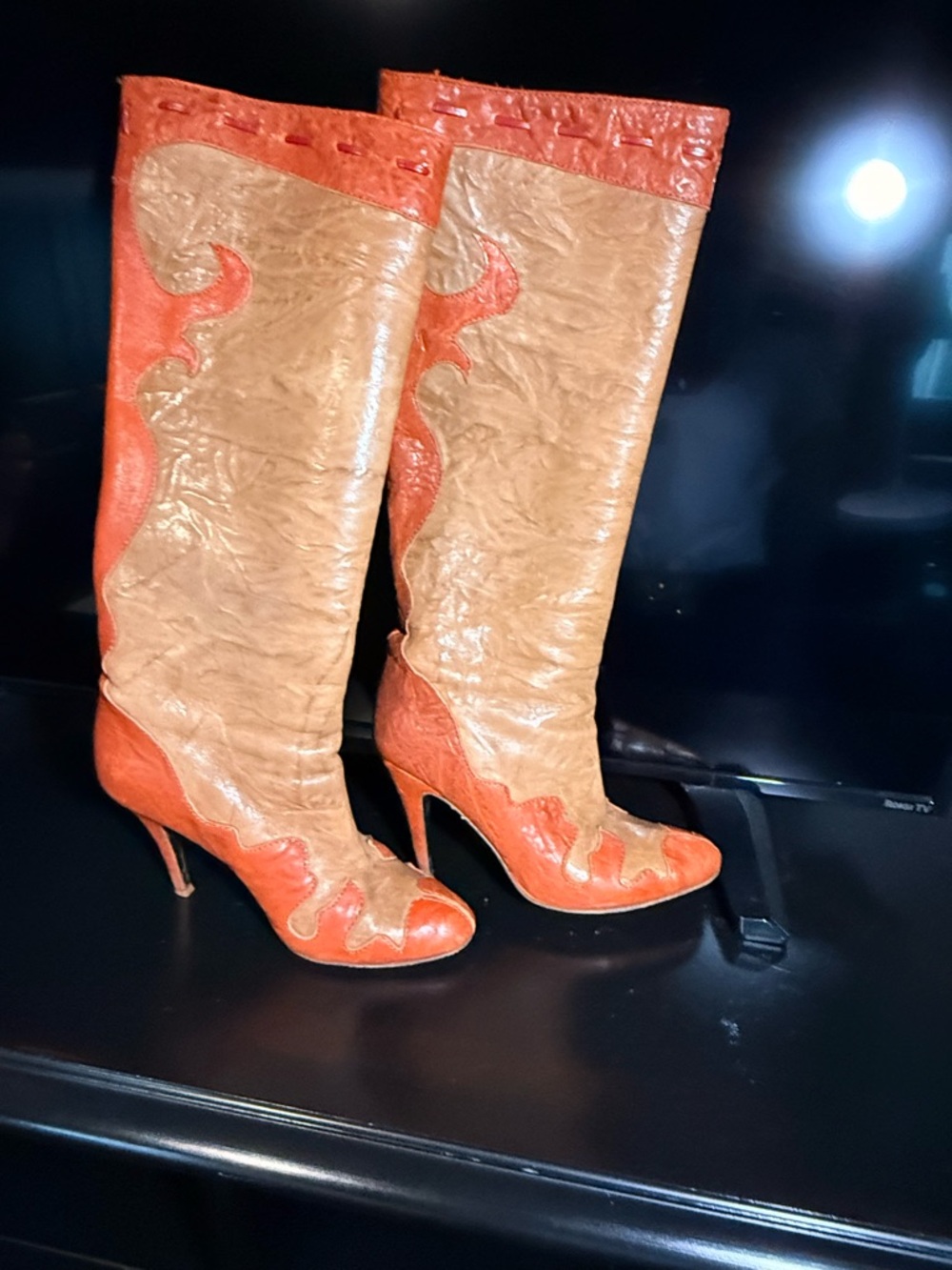 Dolce & Gabbana Two-Tone Leather Stiletto Boots